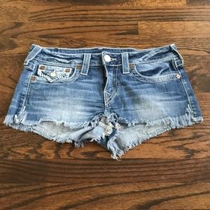 True Religion low rise stretch denim shorts